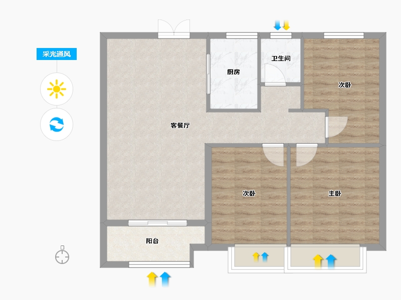 陕西省-西安市-西港碧水湾-81.00-户型库-采光通风