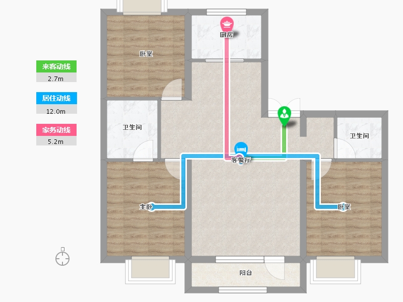 吉林省-长春市-龙翔御府二期-83.52-户型库-动静线