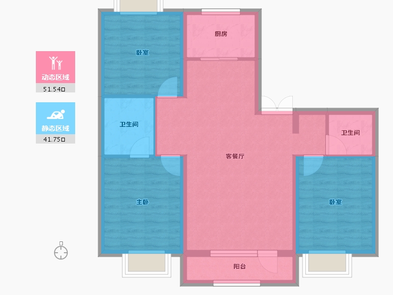 吉林省-长春市-龙翔御府二期-83.52-户型库-动静分区