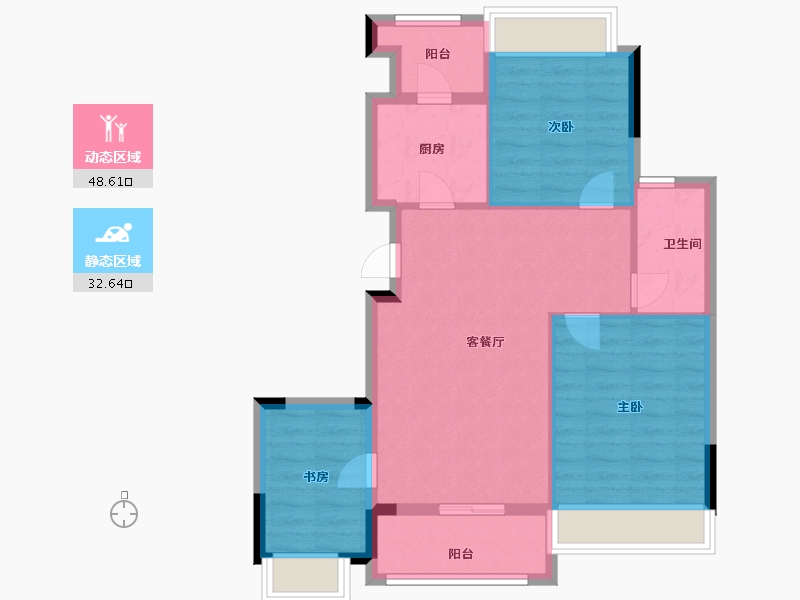 江苏省-南京市-南京高淳雅园-72.80-户型库-动静分区