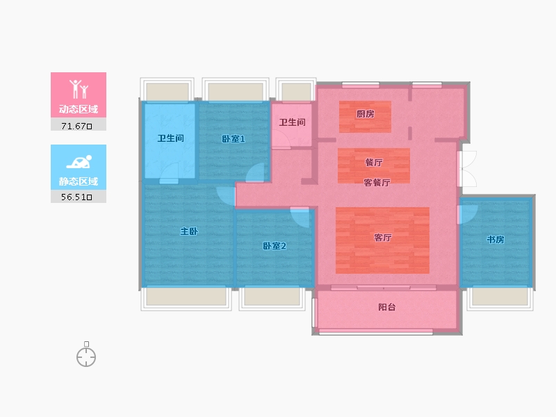 江苏省-苏州市-万科东方雅苑-116.80-户型库-动静分区