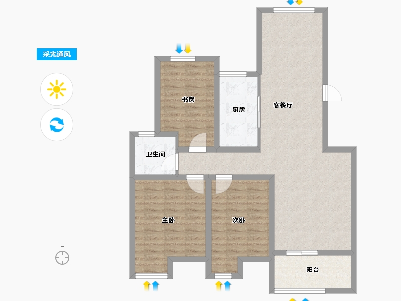 江苏省-南京市-东方公馆-92.31-户型库-采光通风