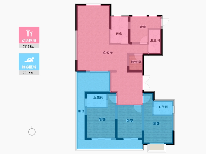 浙江省-杭州市-滨湖天地-133.01-户型库-动静分区