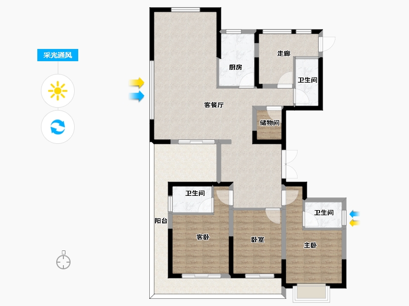 浙江省-杭州市-滨湖天地-133.01-户型库-采光通风