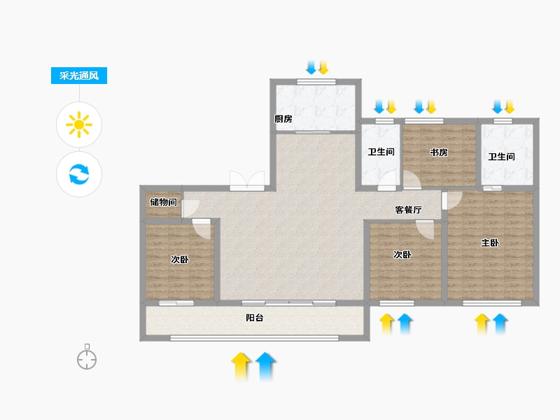 江苏省-南京市-华润置地中心·云上润府-136.80-户型库-采光通风