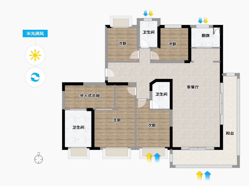 江苏省-南京市-蓝光睿创新筑-148.01-户型库-采光通风