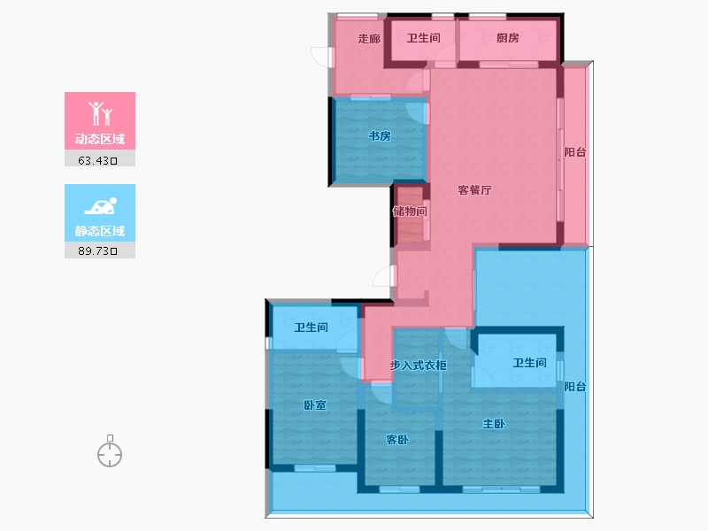 浙江省-杭州市-滨湖天地-134.99-户型库-动静分区