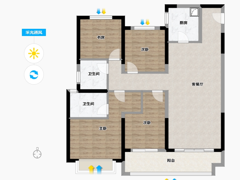 山东省-济南市-金科城-108.00-户型库-采光通风