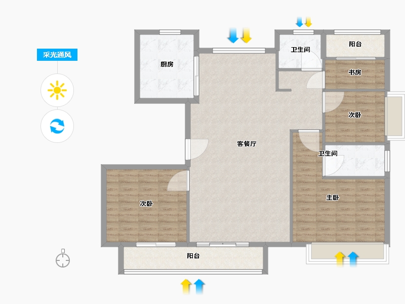 安徽省-宣城市-中建蓝城桃花源-120.41-户型库-采光通风