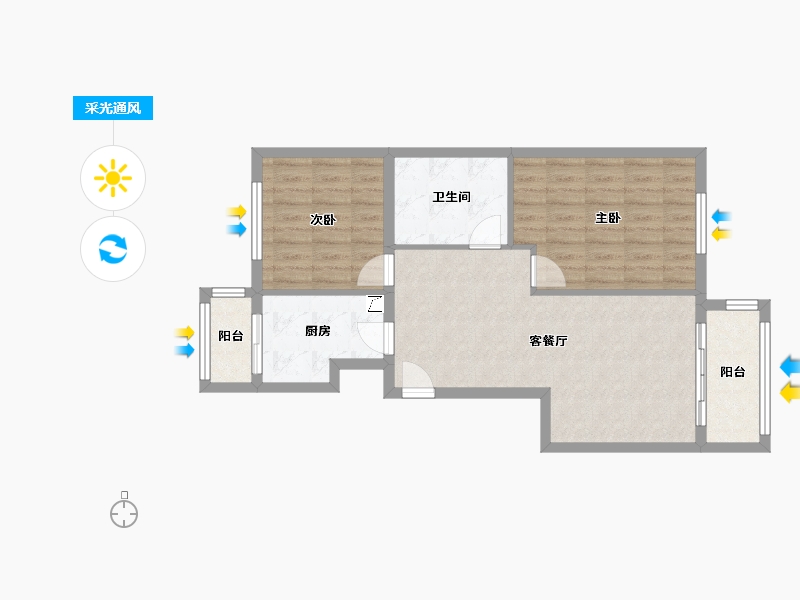 北京-北京市-中南湾-72.00-户型库-采光通风