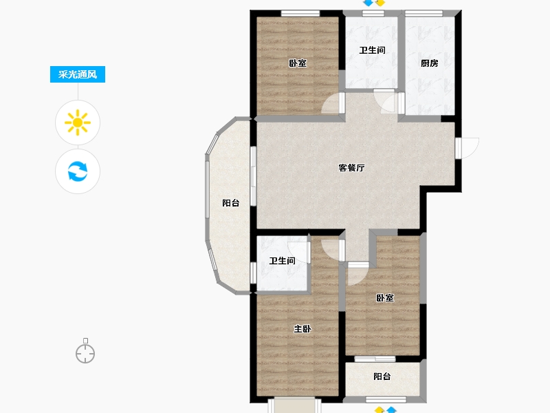 山西省-吕梁市-绿城广场-144.19-户型库-采光通风