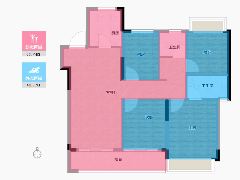 浙江省-杭州市-佳兆业棹月雅府-94.40-户型库-动静分区