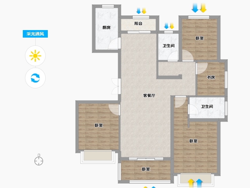 江苏省-南京市-绿城云栖玫瑰园-110.00-户型库-采光通风