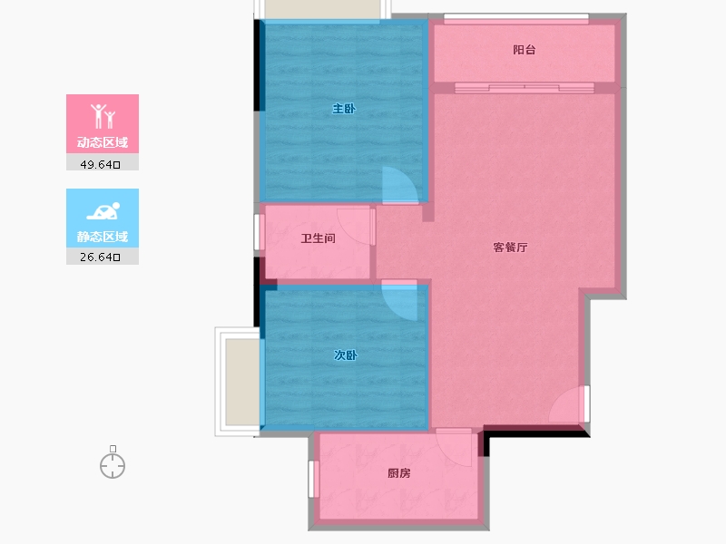 四川省-绵阳市-凤凰雅居-90.91-户型库-动静分区