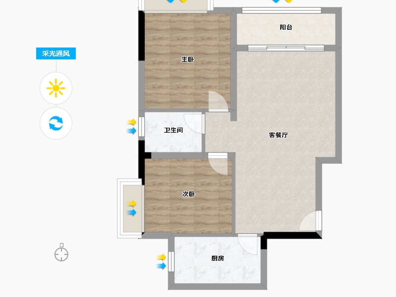 四川省-绵阳市-凤凰雅居-90.91-户型库-采光通风