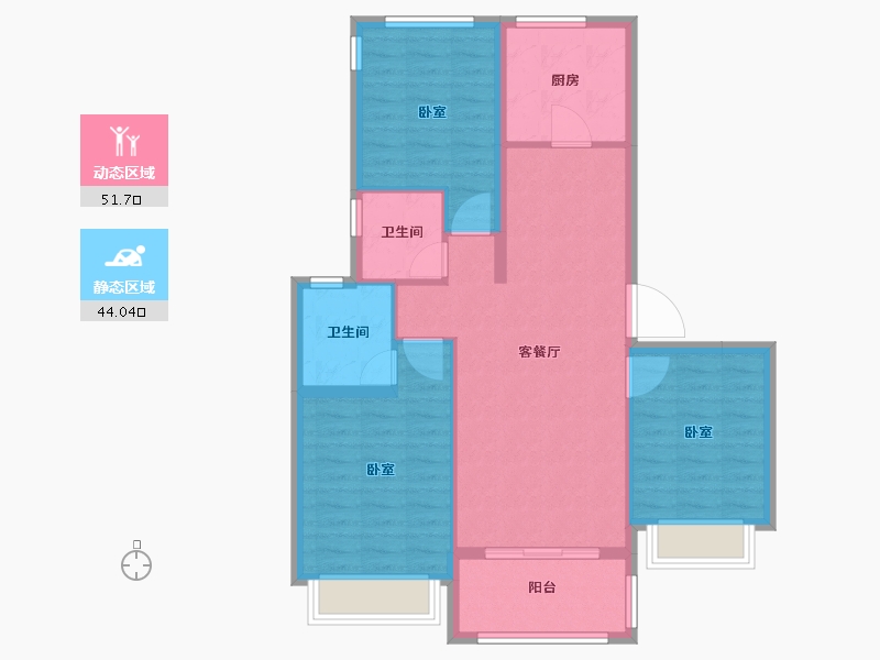 江苏省-南京市-绿城云栖玫瑰园-86.39-户型库-动静分区