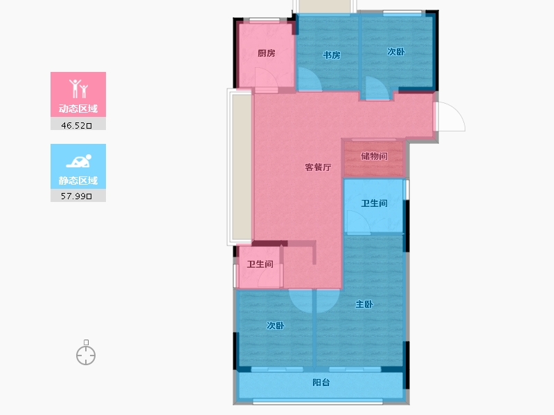 浙江省-杭州市-佳兆业棹月雅府-94.40-户型库-动静分区