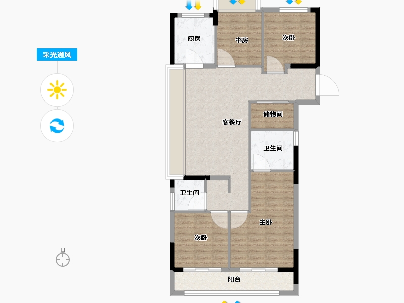 浙江省-杭州市-佳兆业棹月雅府-94.40-户型库-采光通风