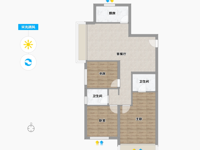 北京-北京市-阳光美湖天地·新都-78.50-户型库-采光通风