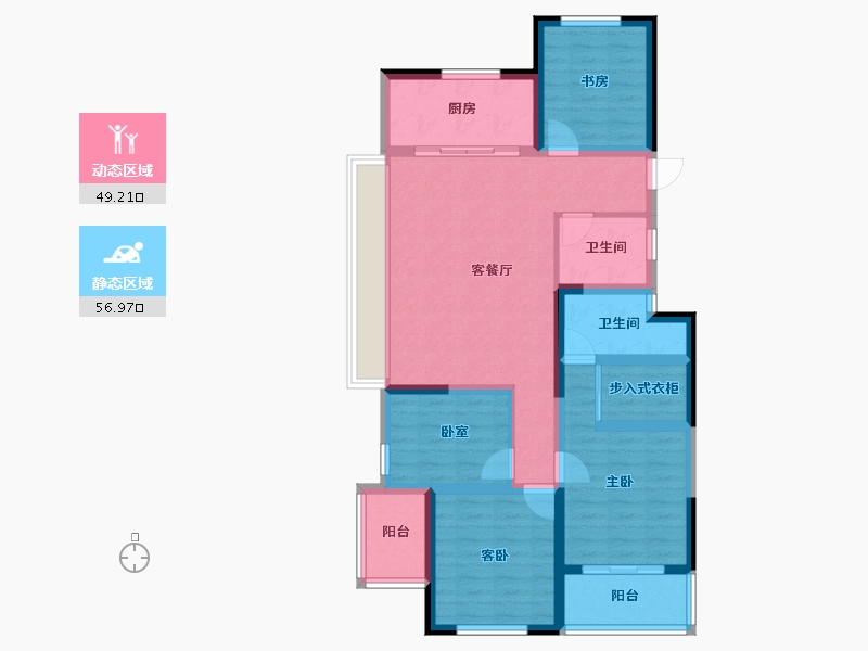 浙江省-杭州市-滨湖天地-93.29-户型库-动静分区