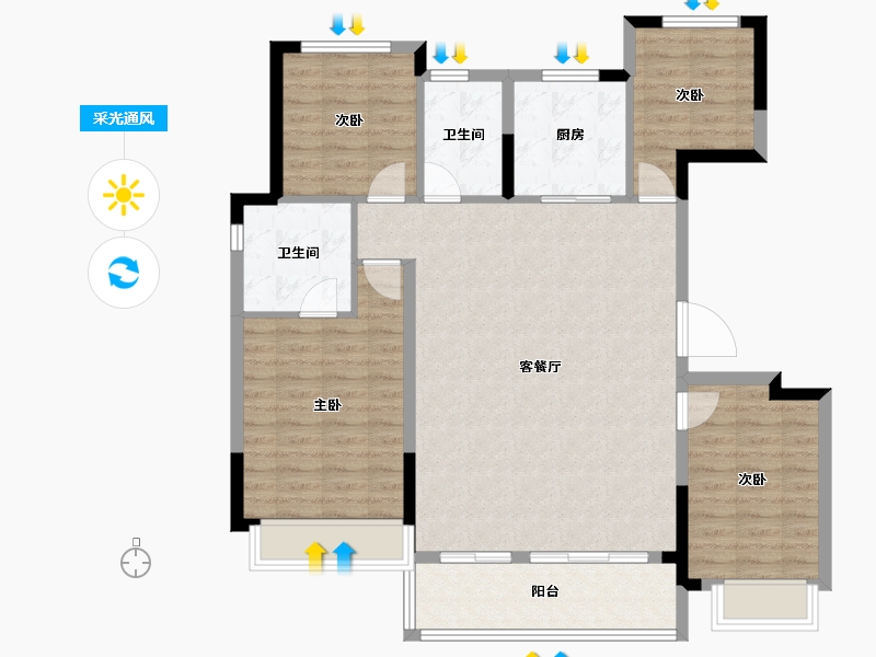 浙江省-杭州市-佳兆业棹月雅府-108.96-户型库-采光通风