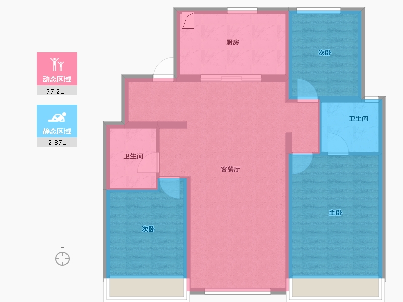 北京-北京市-龙湖成溪·云颂-89.59-户型库-动静分区