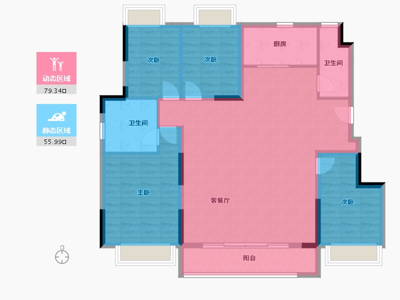 江苏省-南京市-仁恒海和院-123.20-户型库-动静分区