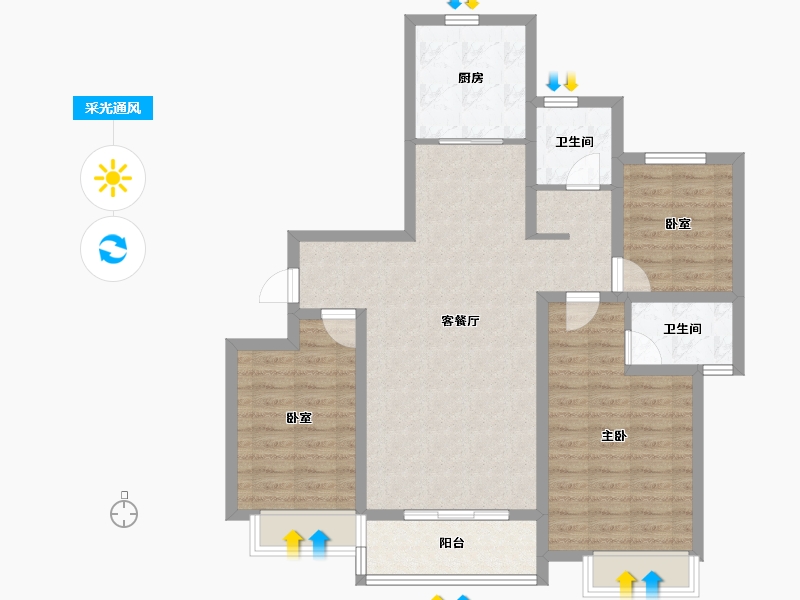 江苏省-南京市-东方公馆-92.31-户型库-采光通风