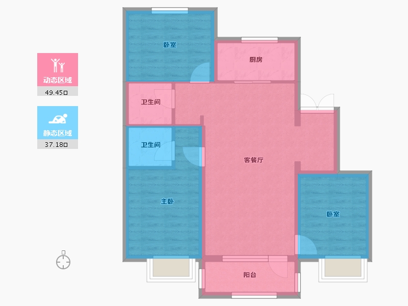 吉林省-长春市-御桂园咏椿-77.19-户型库-动静分区