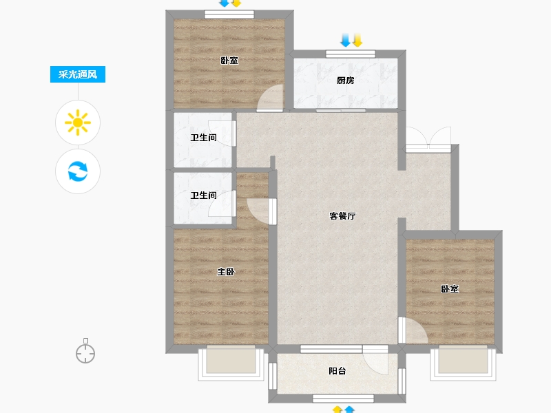 吉林省-长春市-御桂园咏椿-77.19-户型库-采光通风