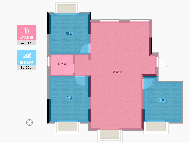 吉林省-长春市-青阳华府-68.71-户型库-动静分区