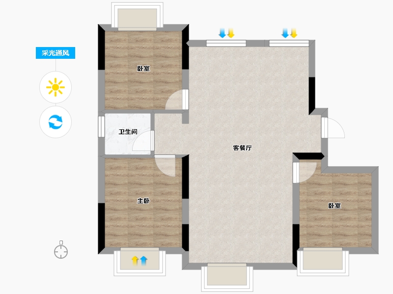 吉林省-长春市-青阳华府-68.71-户型库-采光通风