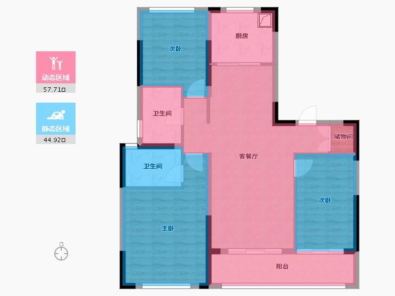 江苏省-南京市-龙湖春江郦城-92.00-户型库-动静分区