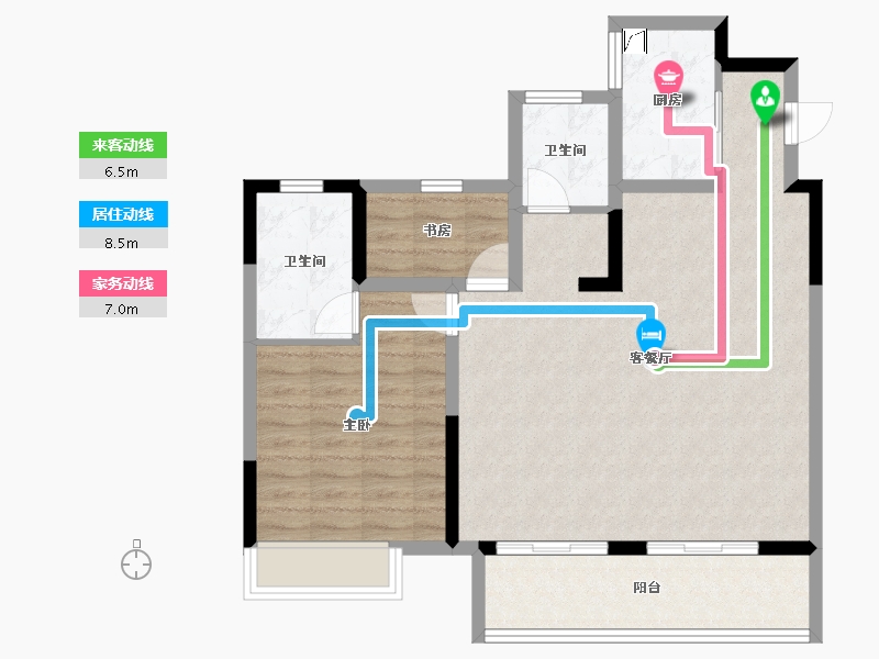 浙江省-杭州市-绿地柏澜晶舍-84.82-户型库-动静线