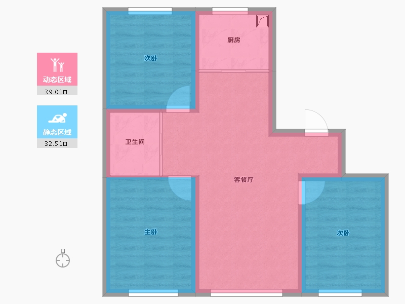 吉林省-长春市-万龙中车银河城-63.68-户型库-动静分区