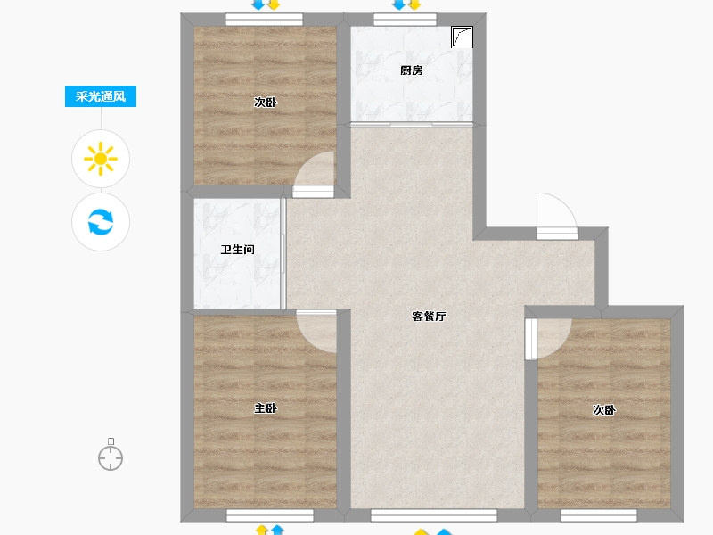 吉林省-长春市-万龙中车银河城-63.68-户型库-采光通风