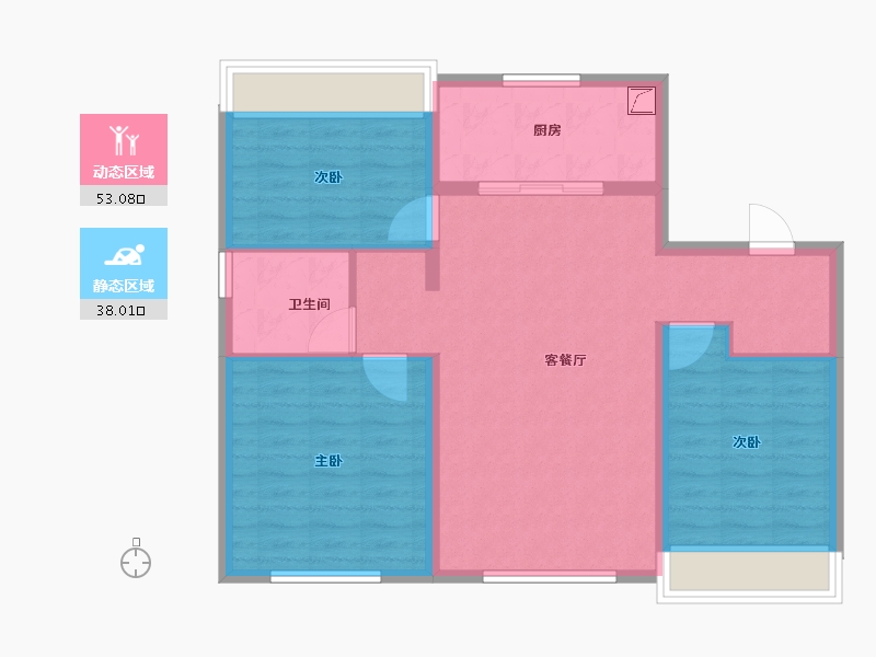 北京-北京市-龙湖·昱城-82.00-户型库-动静分区