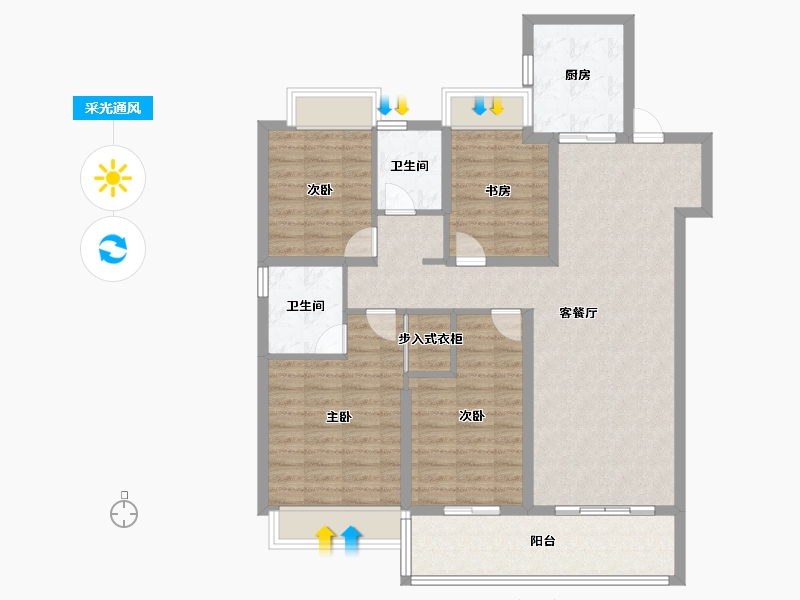 江苏省-南京市-上铁淮风晓月-109.60-户型库-采光通风