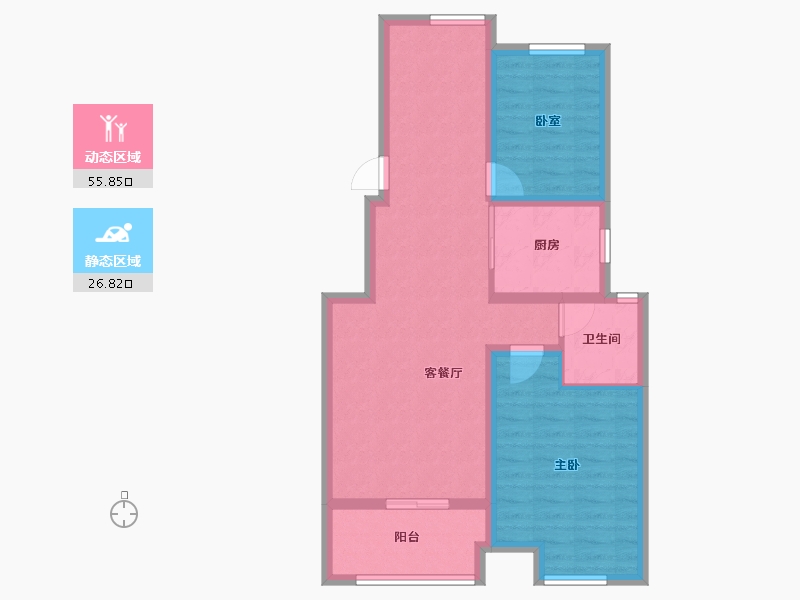 江苏省-南京市-东方公馆-73.63-户型库-动静分区