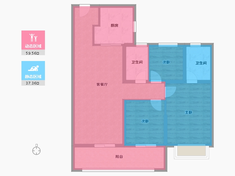 江苏省-南京市-华润置地中心·云上润府-86.40-户型库-动静分区