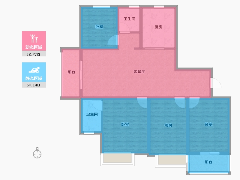 江苏省-南京市-东方公馆-101.22-户型库-动静分区