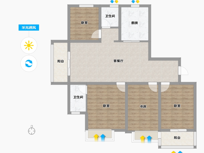 江苏省-南京市-东方公馆-101.22-户型库-采光通风