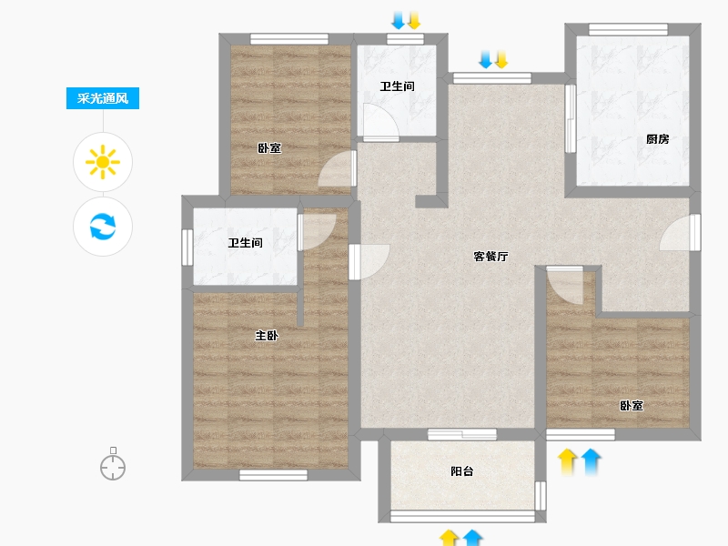 上海-上海市-紫微坊-85.00-户型库-采光通风