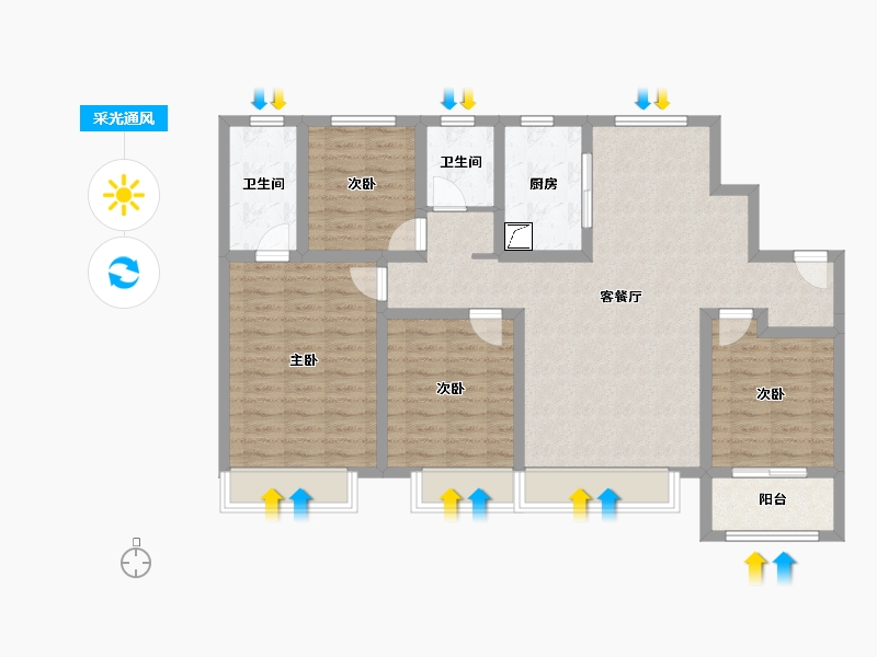 山东省-济南市-百脉悦府-103.00-户型库-采光通风