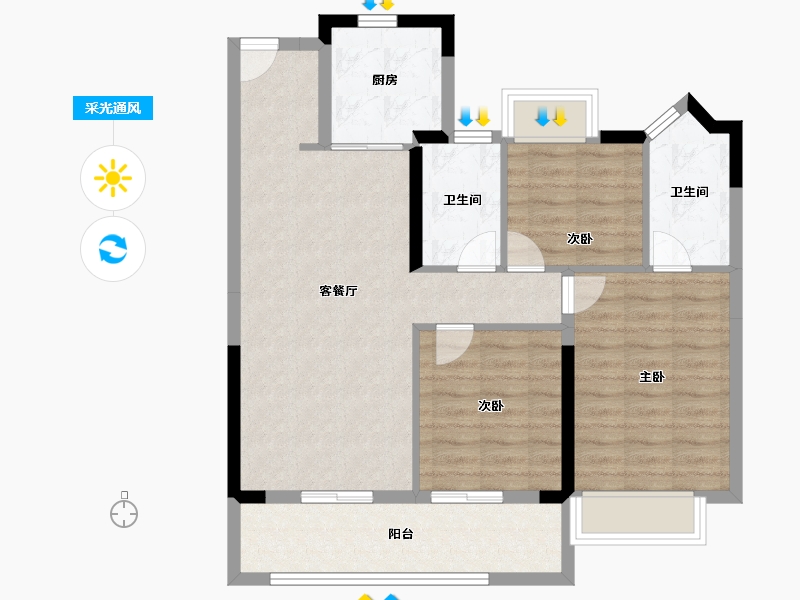 江苏省-南京市-润栖府-83.20-户型库-采光通风