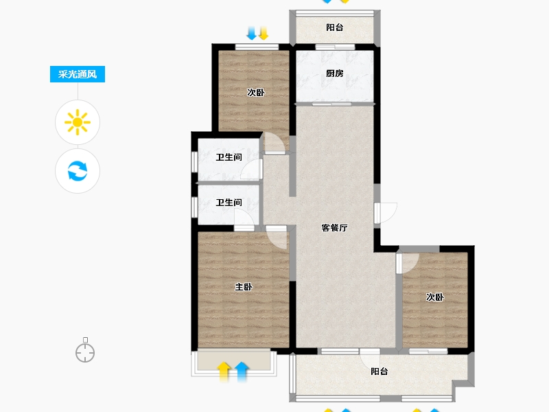 宁夏回族自治区-银川市-中环西园-1111.00-户型库-采光通风