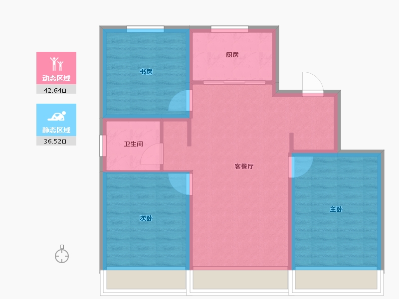 吉林省-长春市-万隆伟业京学府-70.90-户型库-动静分区