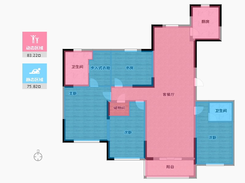 江苏省-南京市-仁恒江湾世纪-143.20-户型库-动静分区