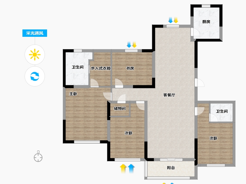 江苏省-南京市-仁恒江湾世纪-143.20-户型库-采光通风