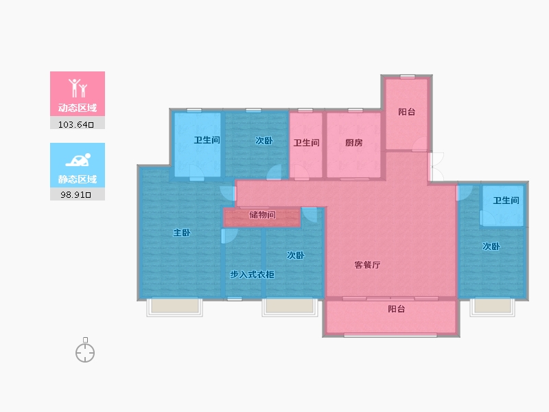 江苏省-南京市-河西金茂府-184.00-户型库-动静分区